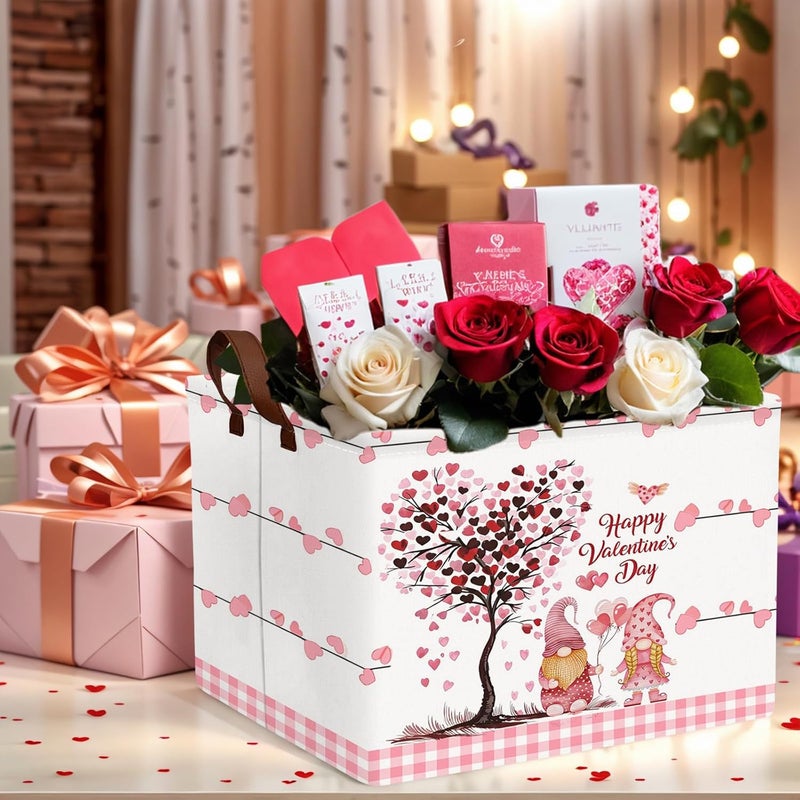 SETAMA Cute Large Valentine's Day Gift Basket Empty Heart Decor Storage Bin for Kid Baby Room Décor (Pink Dwarf Love Tree) - Image 4